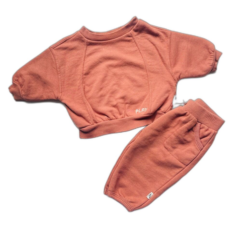 Easy Peasy Slub Loose Knit Sweatshirt & Jogger Set Size 0-3 months